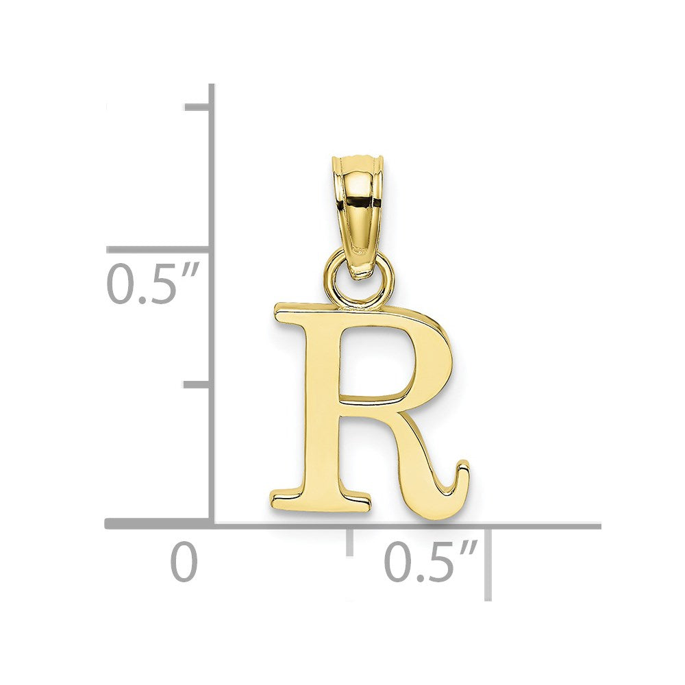 10K Polished R Block Initial Charm