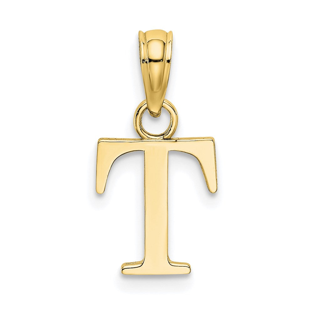 10K Polished T Block Initial Charm