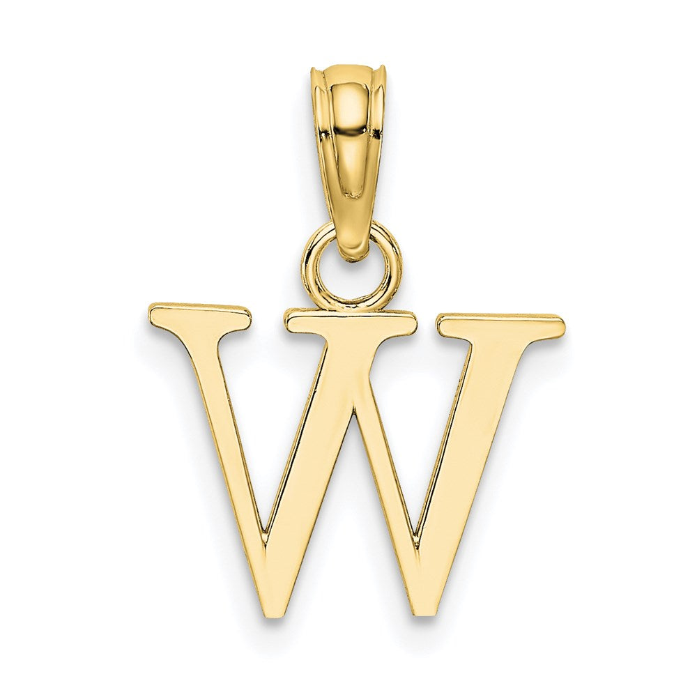 10K Polished W Block Initial Charm