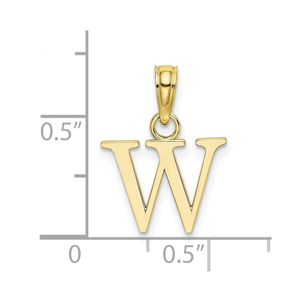 10K Polished W Block Initial Charm