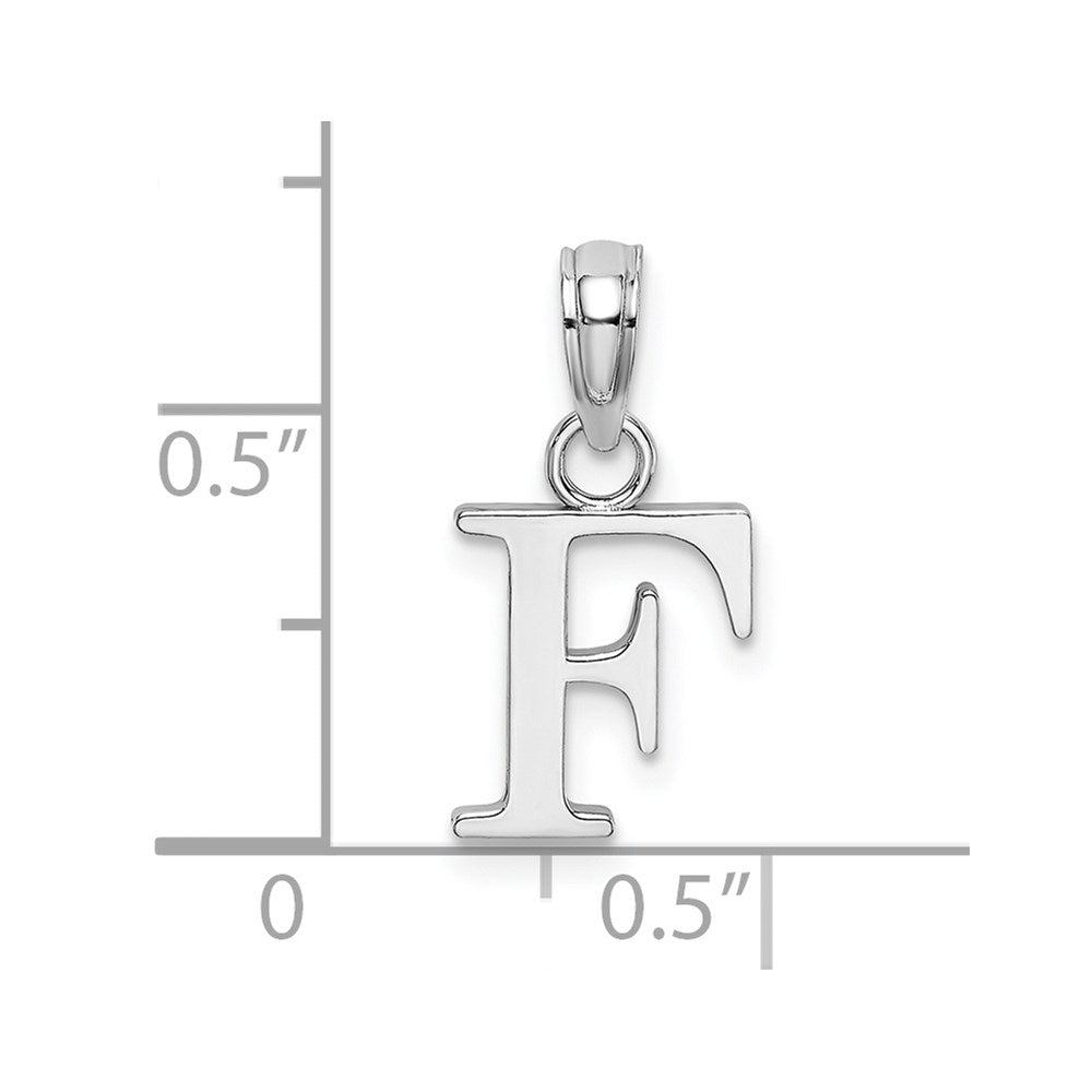 10K White Gold Polished F Block Initial Charm