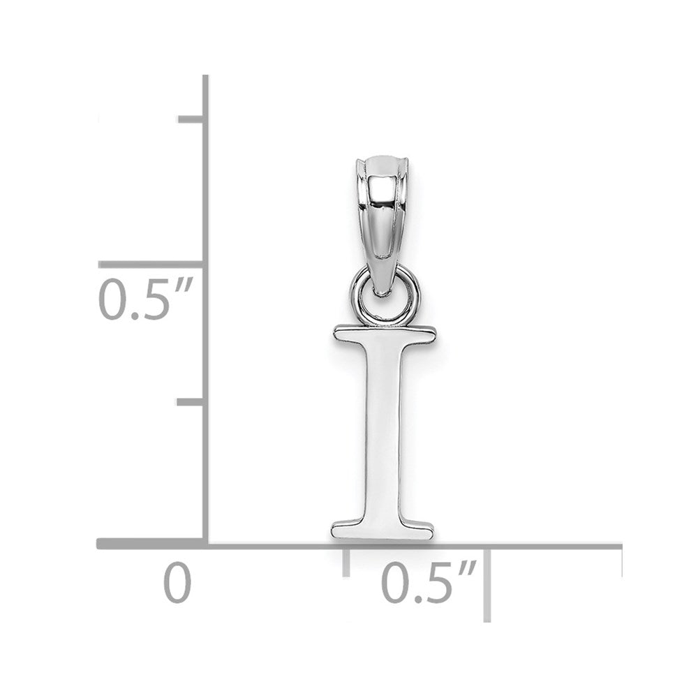 10K White Gold Polished I Block Initial Charm
