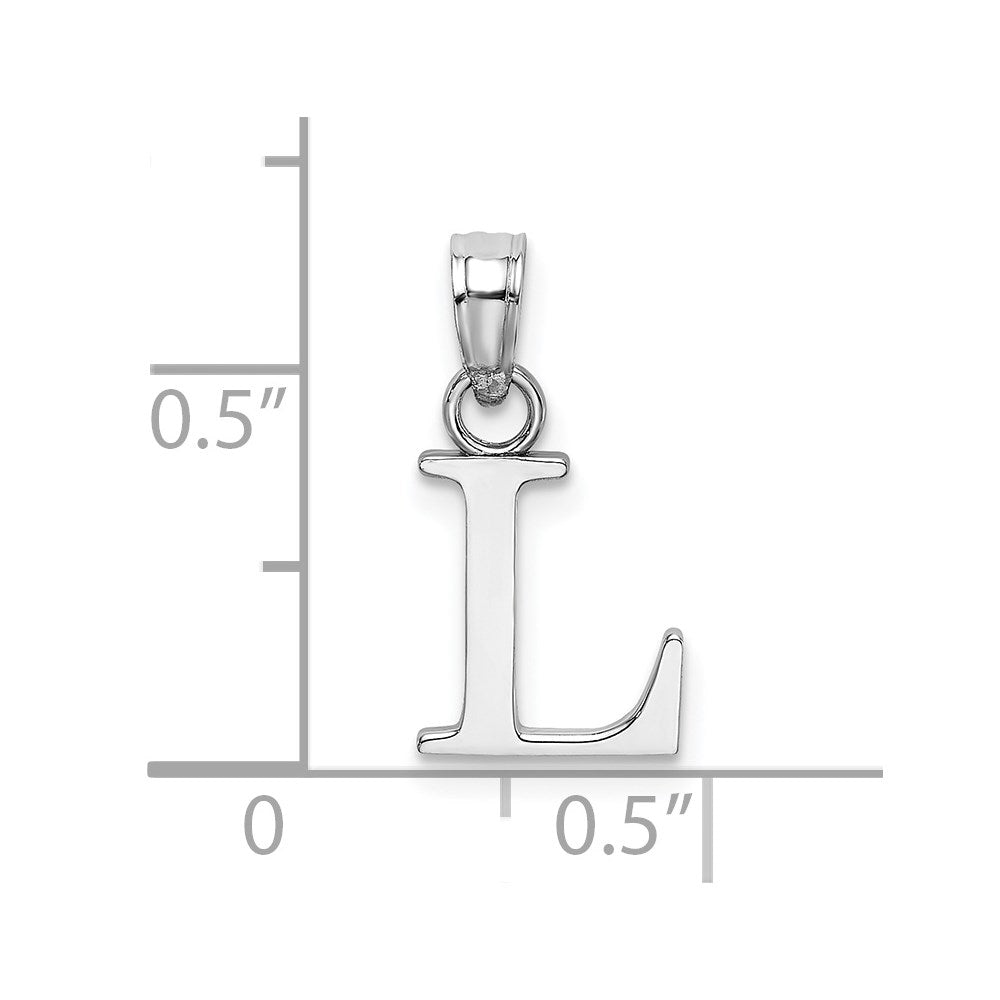 10K White Gold Polished L Block Initial Charm