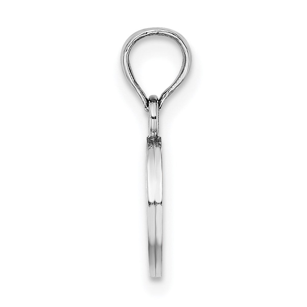 10K White Gold Polished O Block Initial Charm