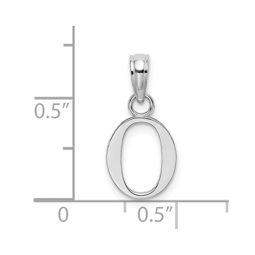 10K White Gold Polished O Block Initial Charm