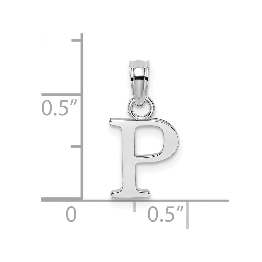 10K White Gold Polished P Block Initial Charm