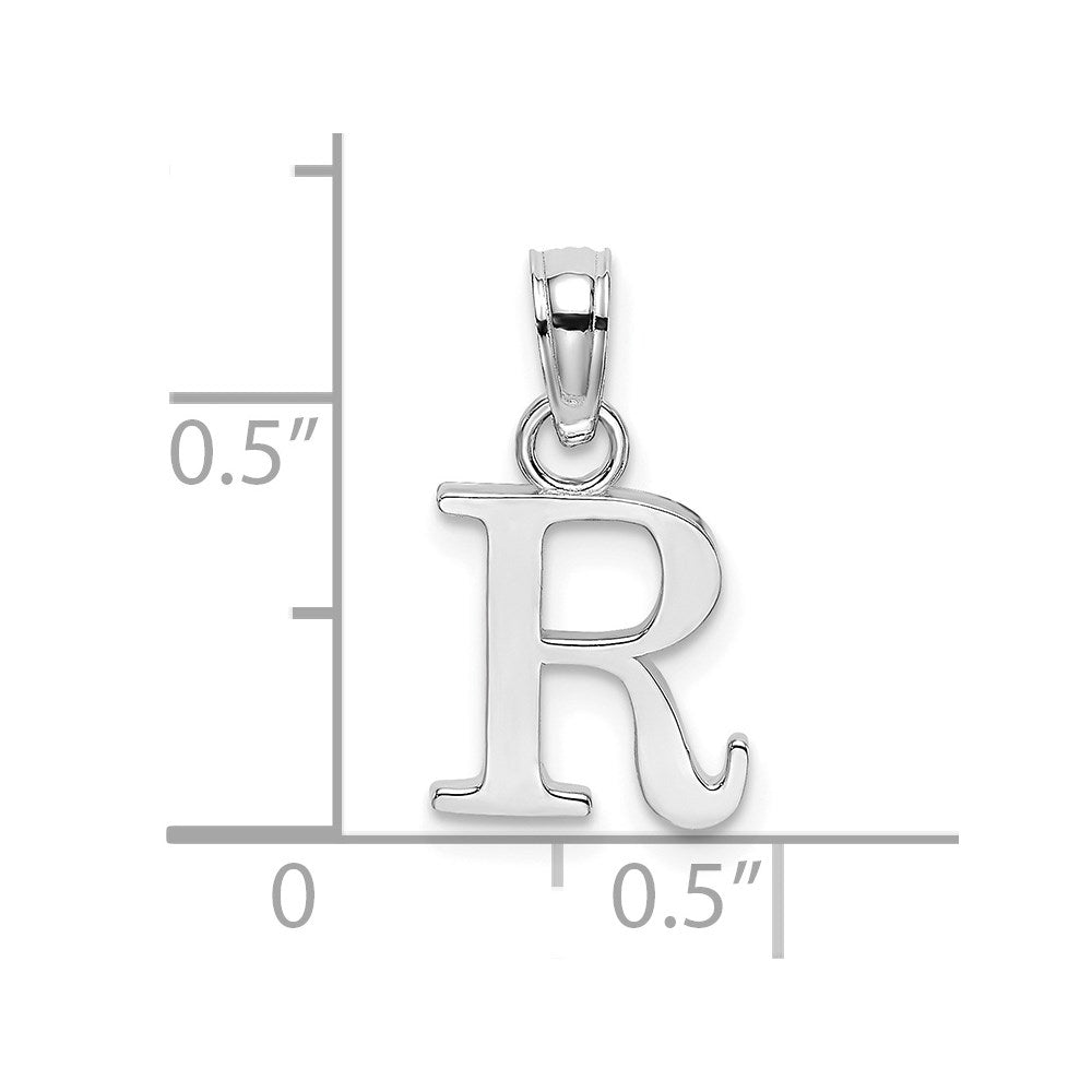 10K White Gold Polished R Block Initial Charm