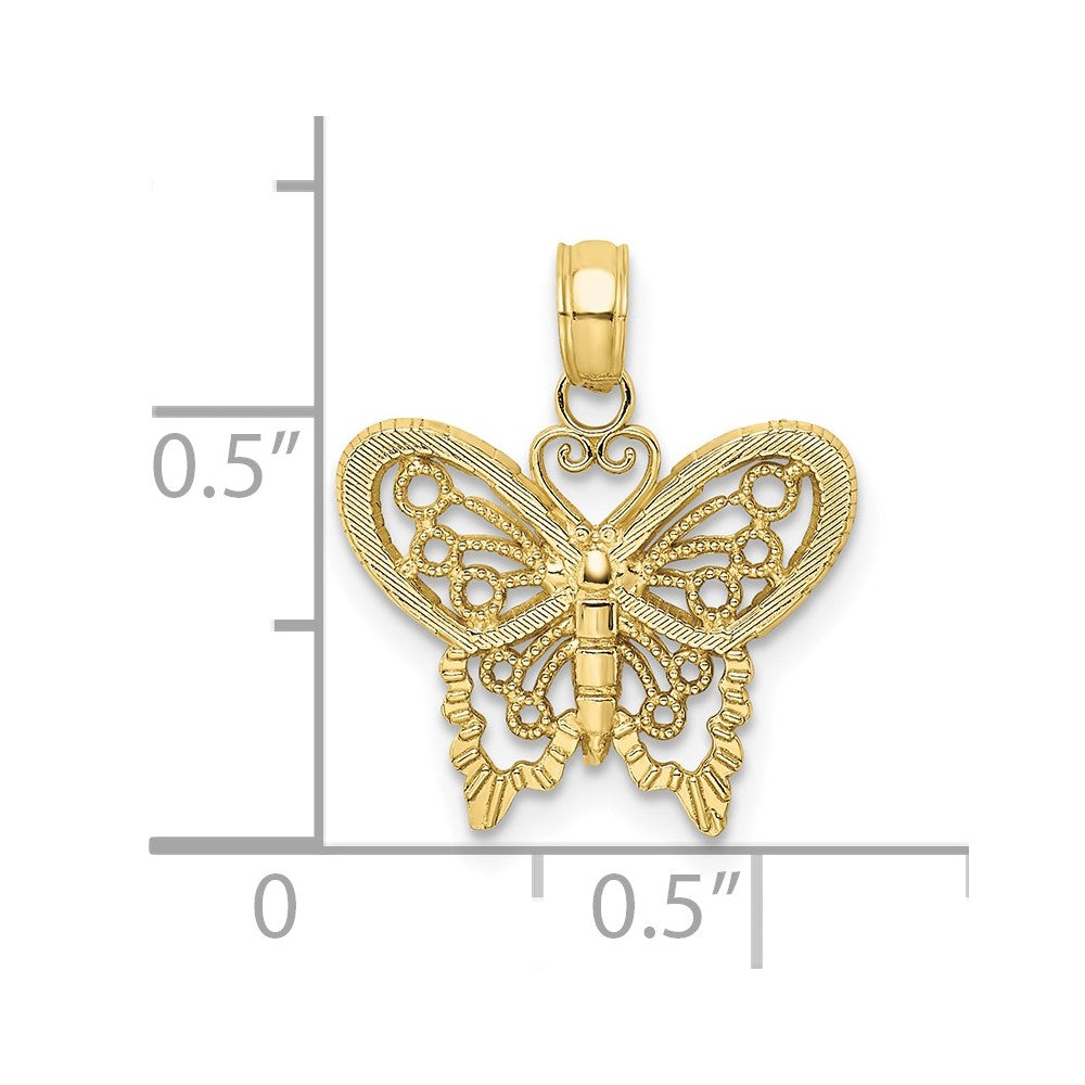 10k Diamond-cut Butterfly Charm