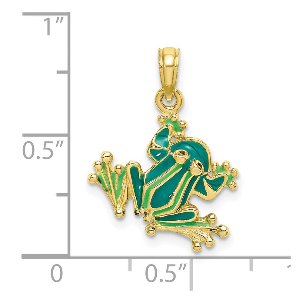 10k Green Enameled Small Frog Charm