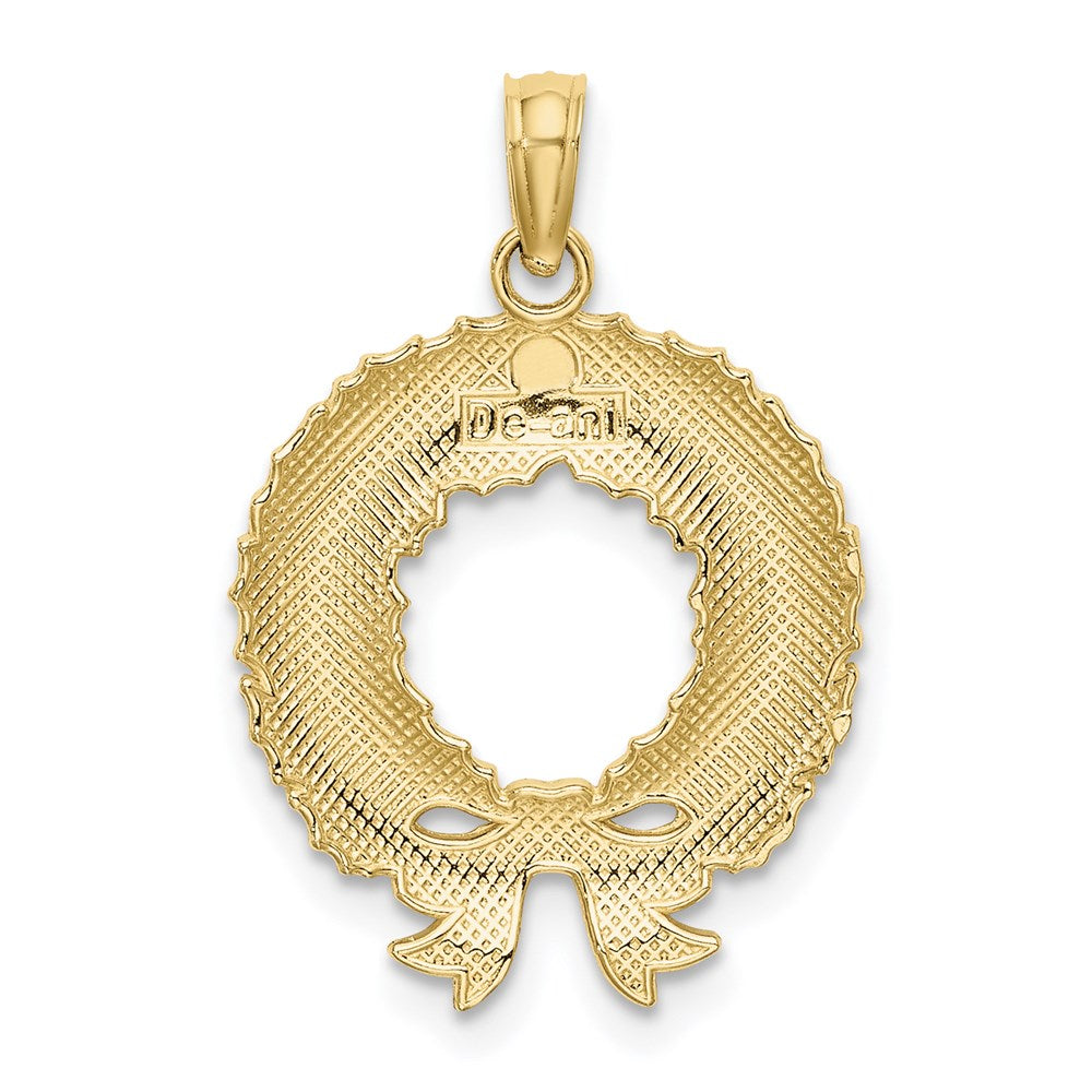 10K Enamel Christmas Wreath Charm