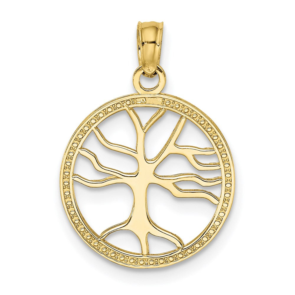 10K Small Tree Of Life In Round Frame Charm
