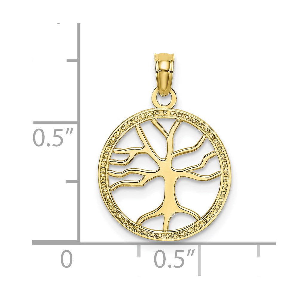10K Small Tree Of Life In Round Frame Charm