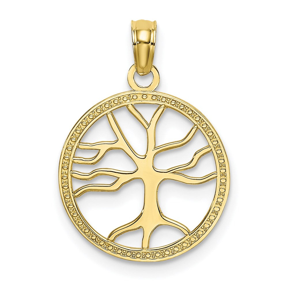10K Small Tree Of Life In Round Frame Charm