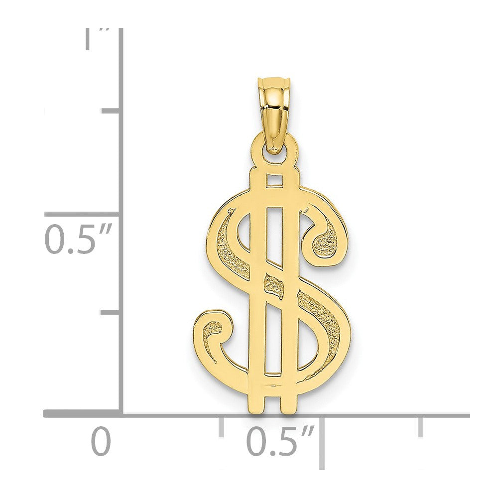10K Textured Dollar Sign Charm