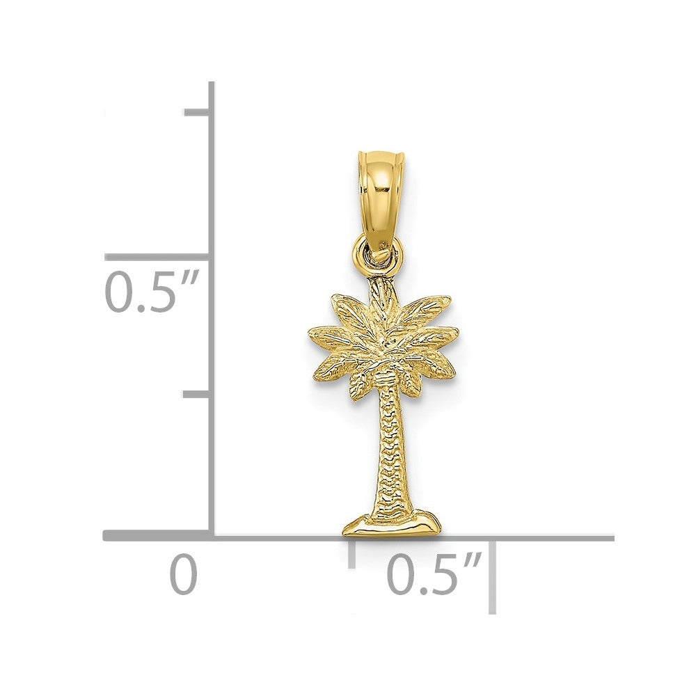 10K Textured Mini Palmetto Palm Tree Charm