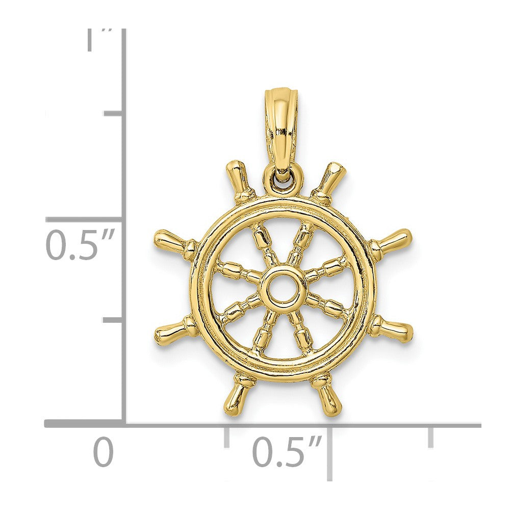 10K 3-D Ships Wheel Charm