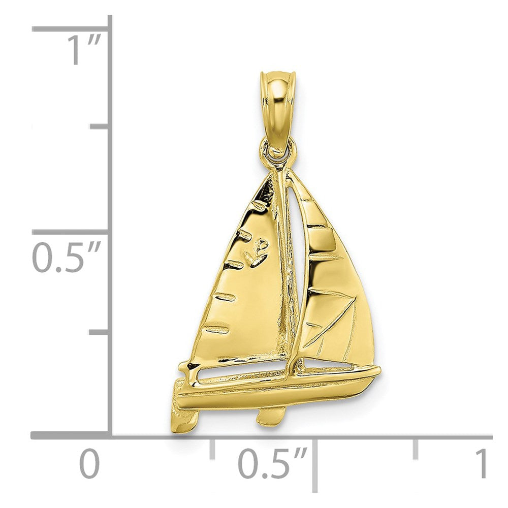10K 3-D Polished Sailboat Charm