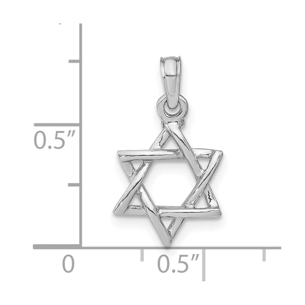10K White Gold 3-D Polished Star Of David Charm