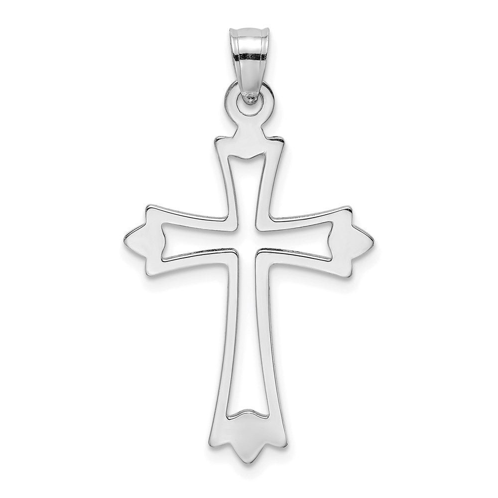 10K White Gold Polished Cut-Out Cross Charm
