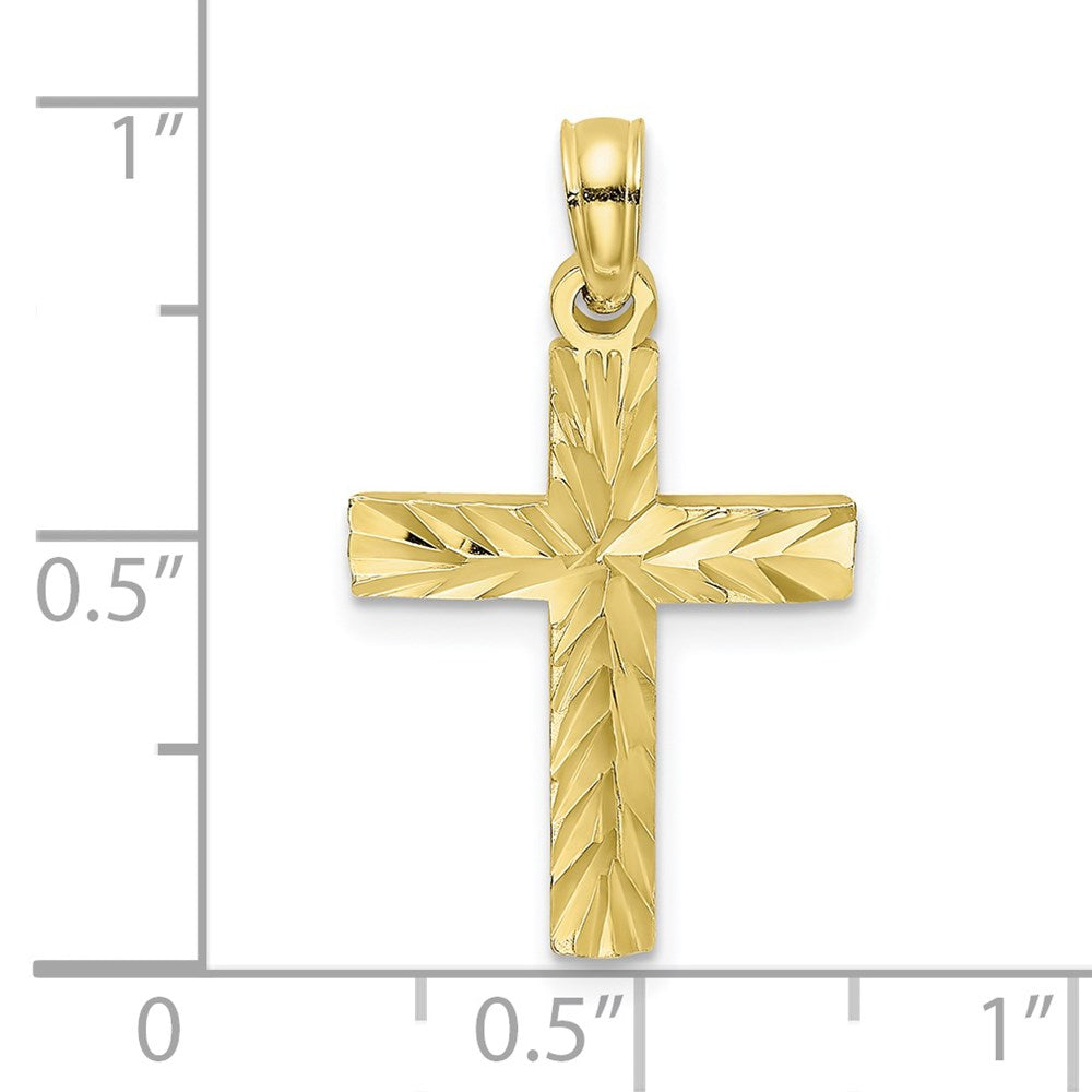 10K D/C Block Cross Charm