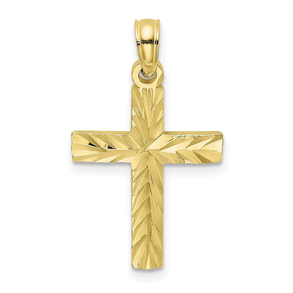 10K D/C Block Cross Charm