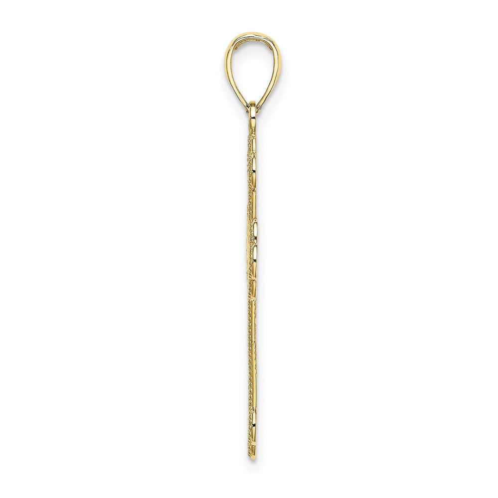 10K Textured Beaded Edge Cross Charm