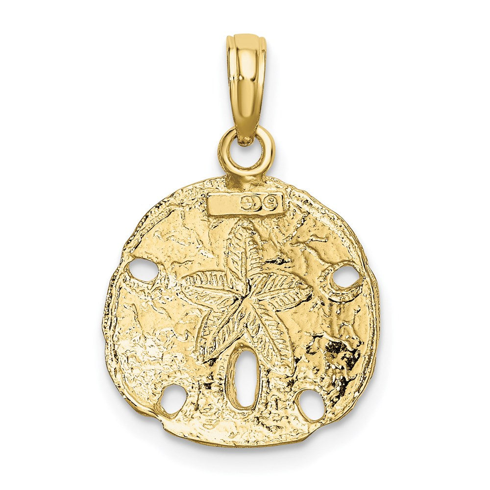 10K W/ Rhodium Polished Sand Dollar Charm