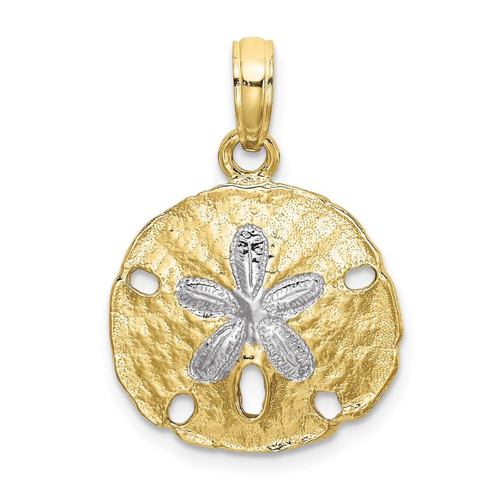 10K W/ Rhodium Polished Sand Dollar Charm