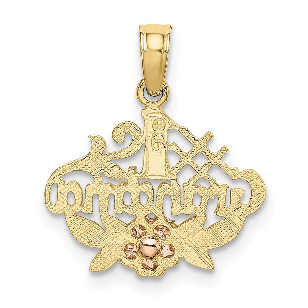10K Two-Tone #1 GRANDMA W/ Flower Charm