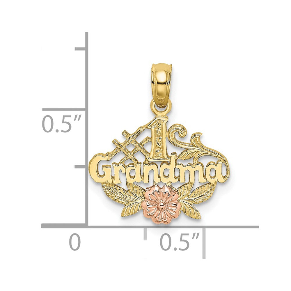 10K Two-Tone #1 GRANDMA W/ Flower Charm