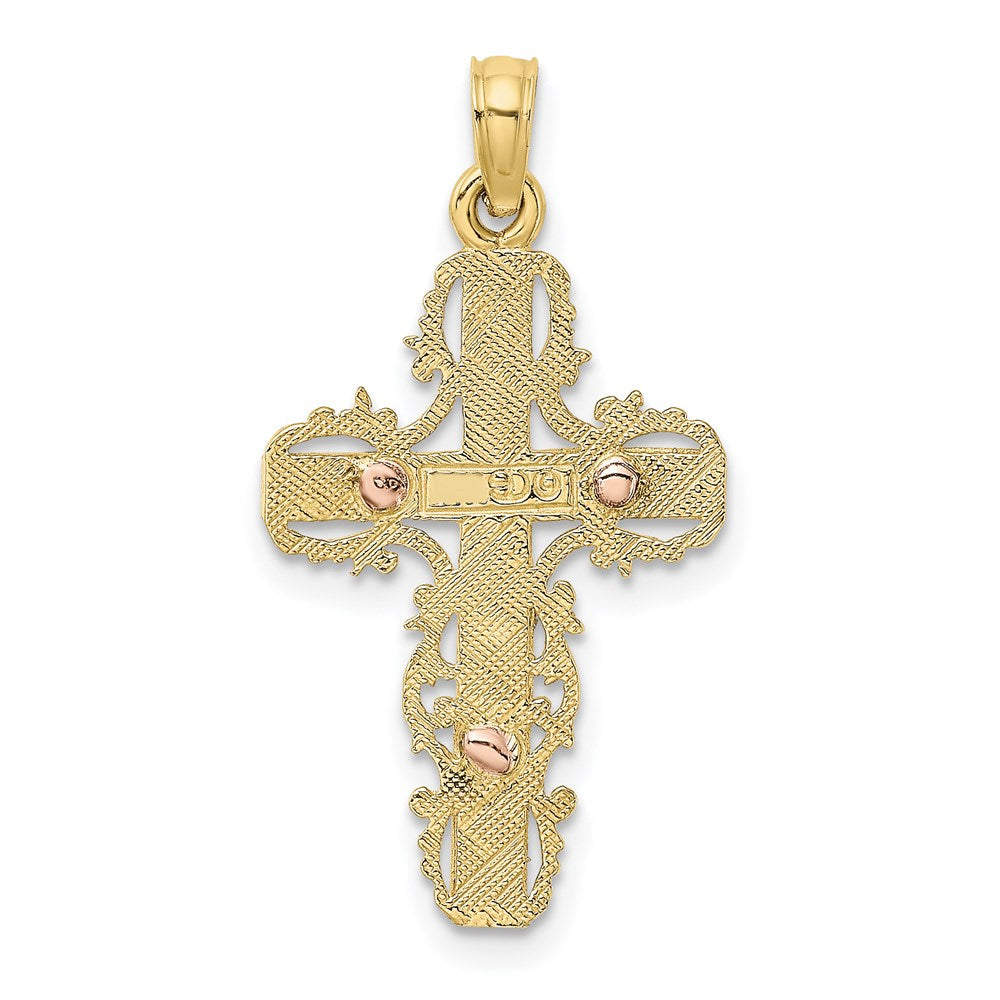10K Two-Tone w/ Lace Trim Crucifix Charm
