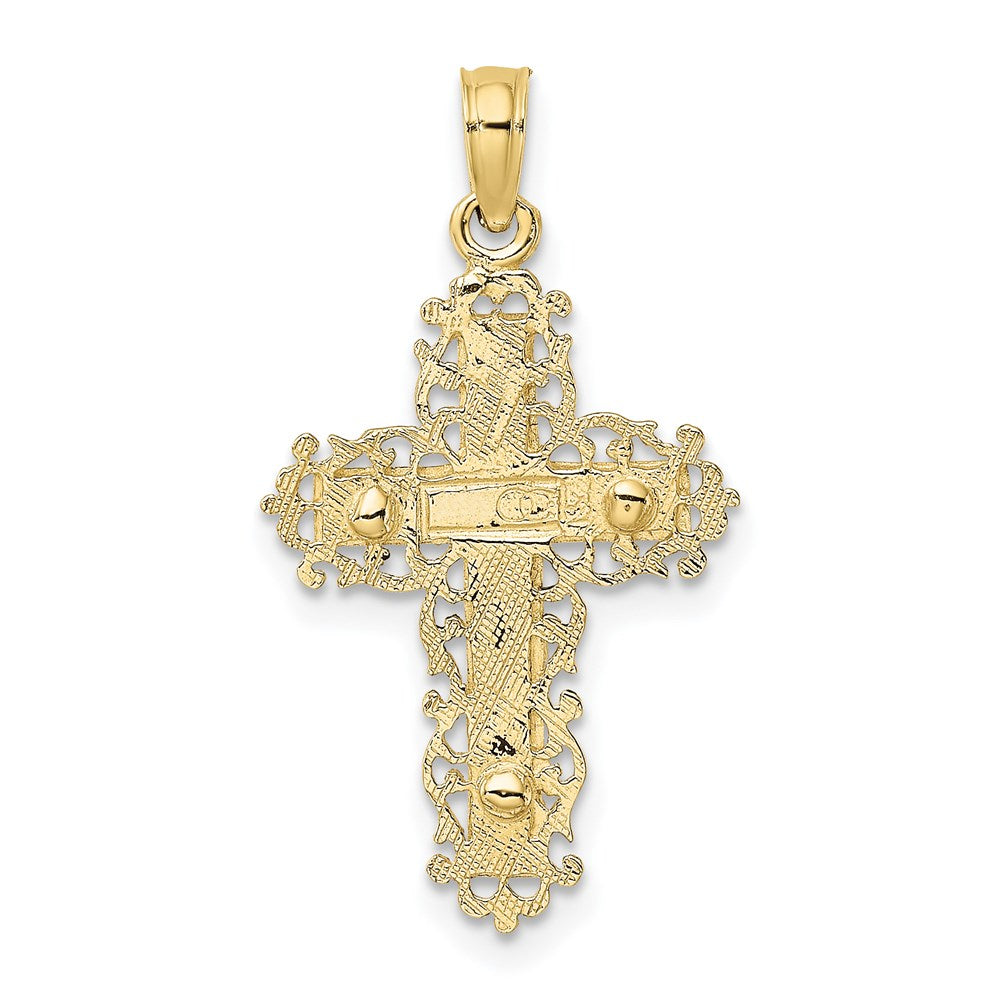 10K Textured w/ Lace Trim Crucifix Charm