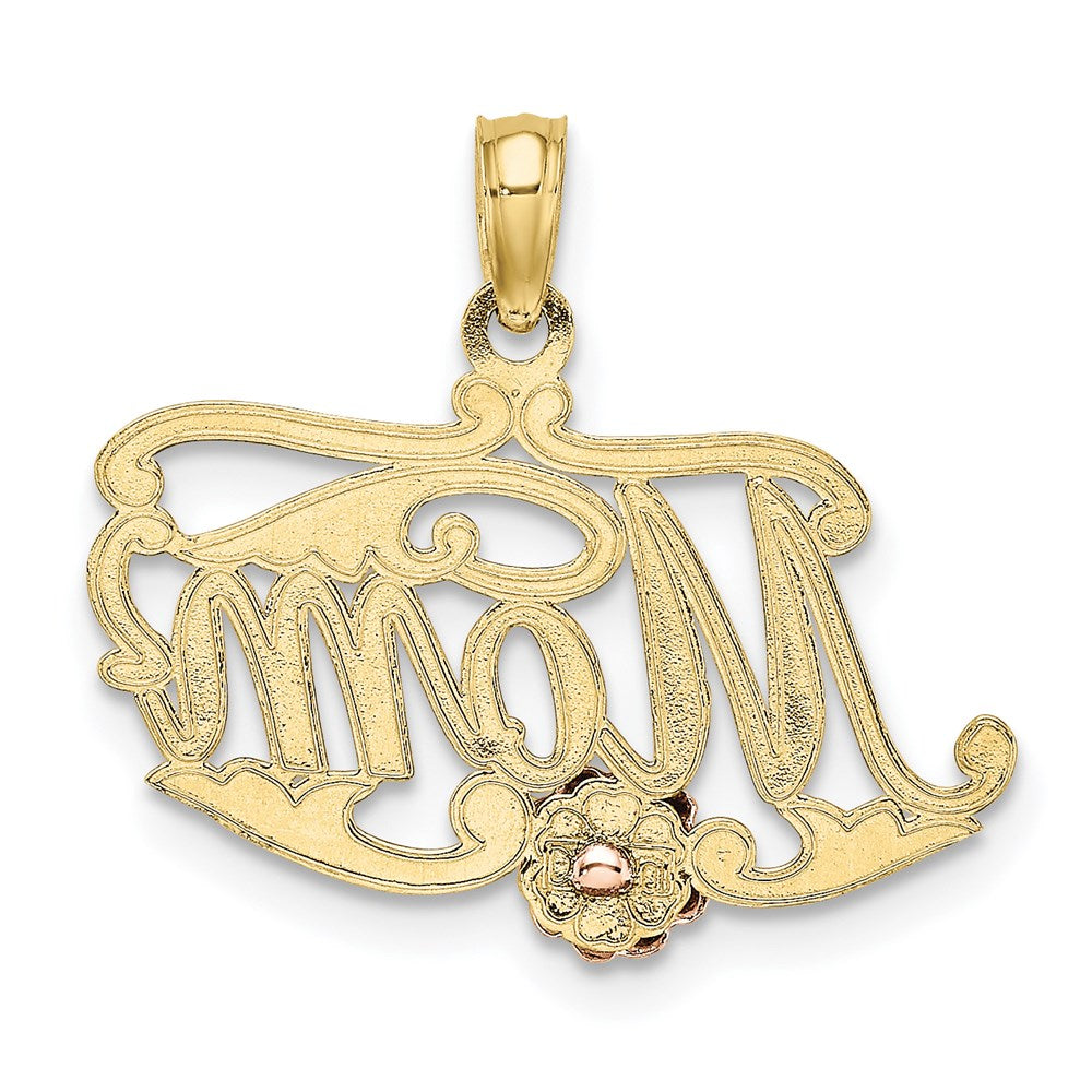 10k Two-Tone MOM Script w/ Flower Charm