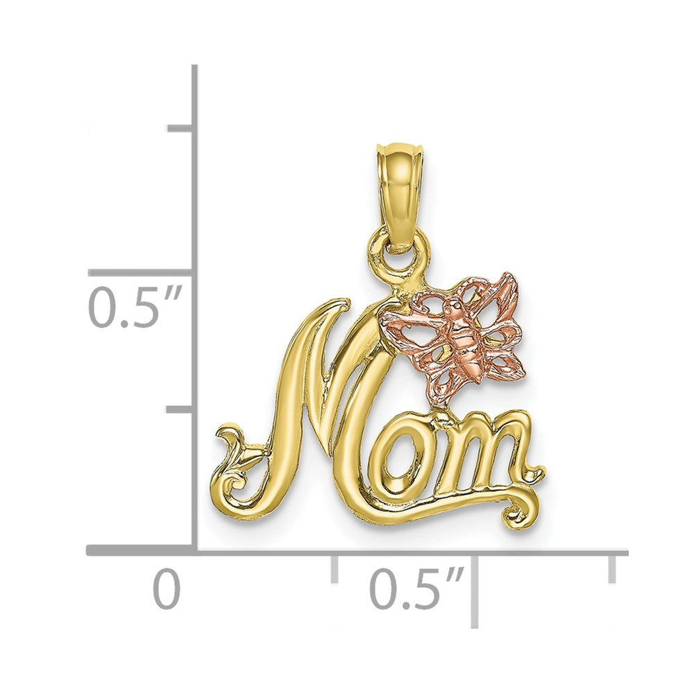 10K Two-Tone MOM W/ Butterfly Charm