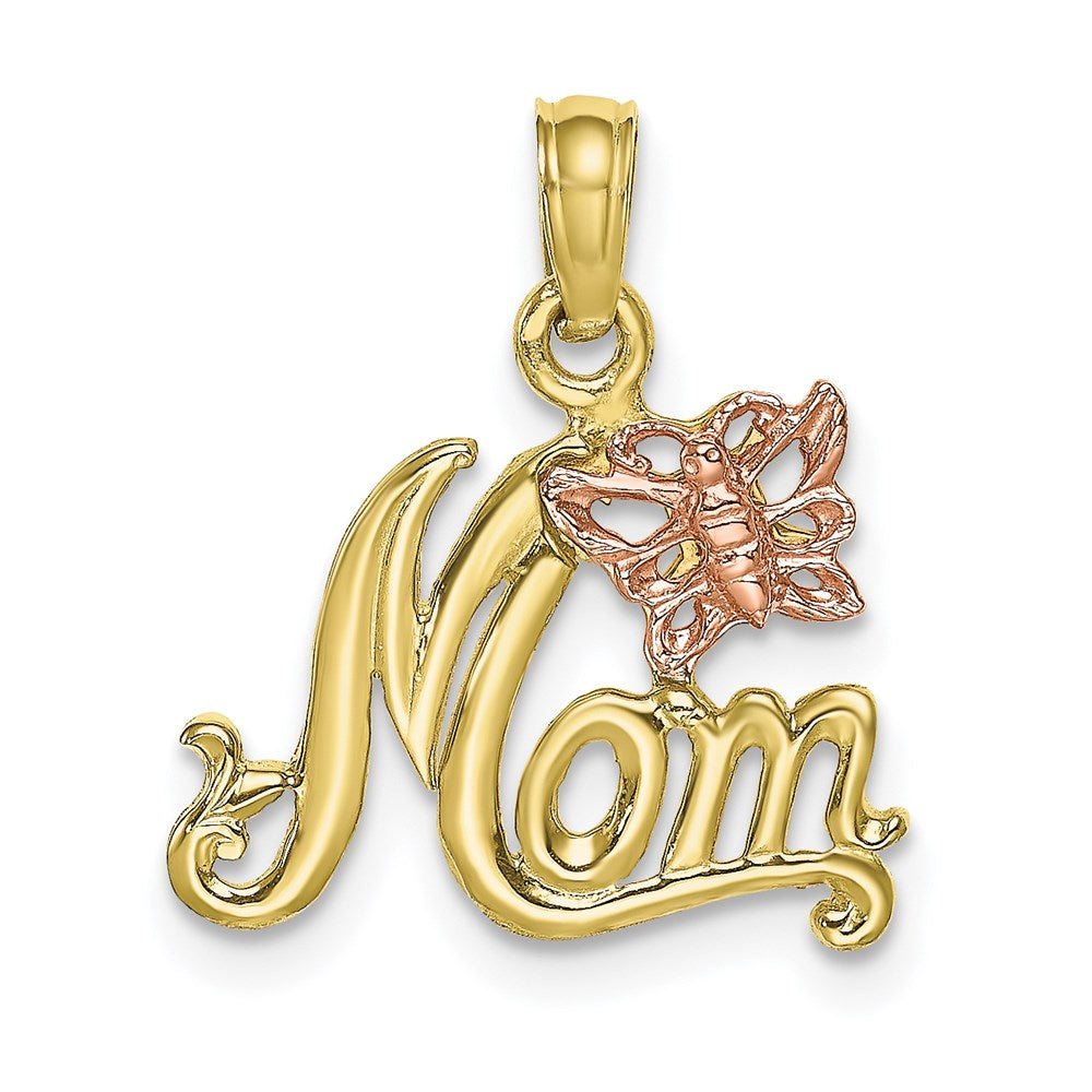 10K Two-Tone MOM W/ Butterfly Charm