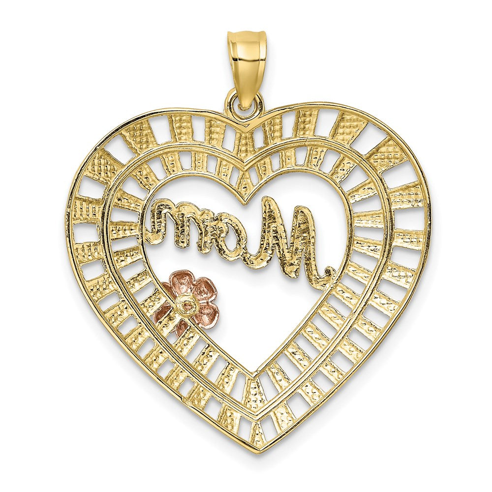 10k Two-tone w/White Rhodium D/C MOM Heart Charm