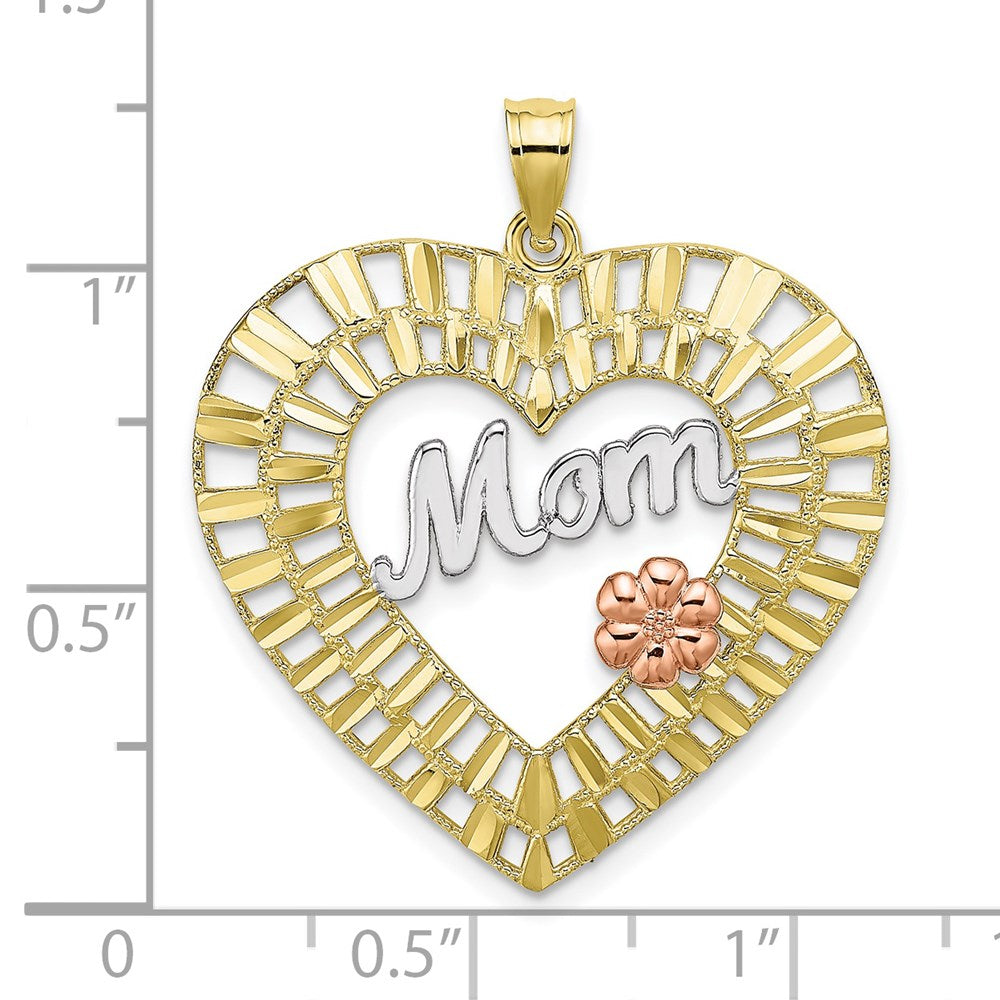 10k Two-tone w/White Rhodium D/C MOM Heart Charm