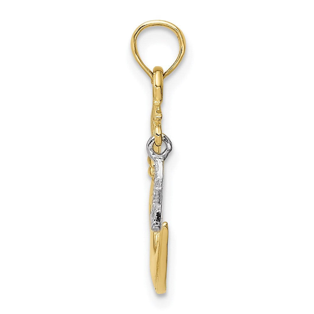 10K Two-Tone Open-Backed Half Moon and Star Pendant