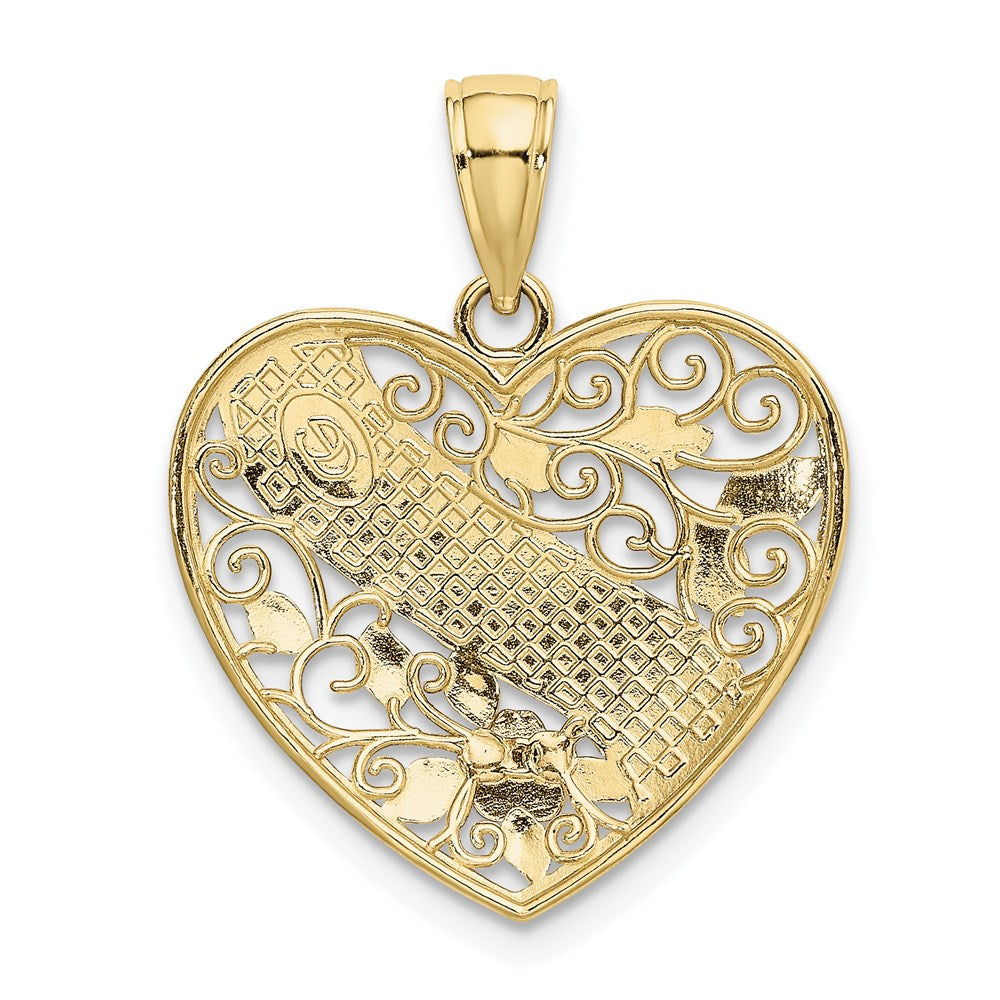 10K Two-tone w/White Rhodium GRANDMA Heart Charm