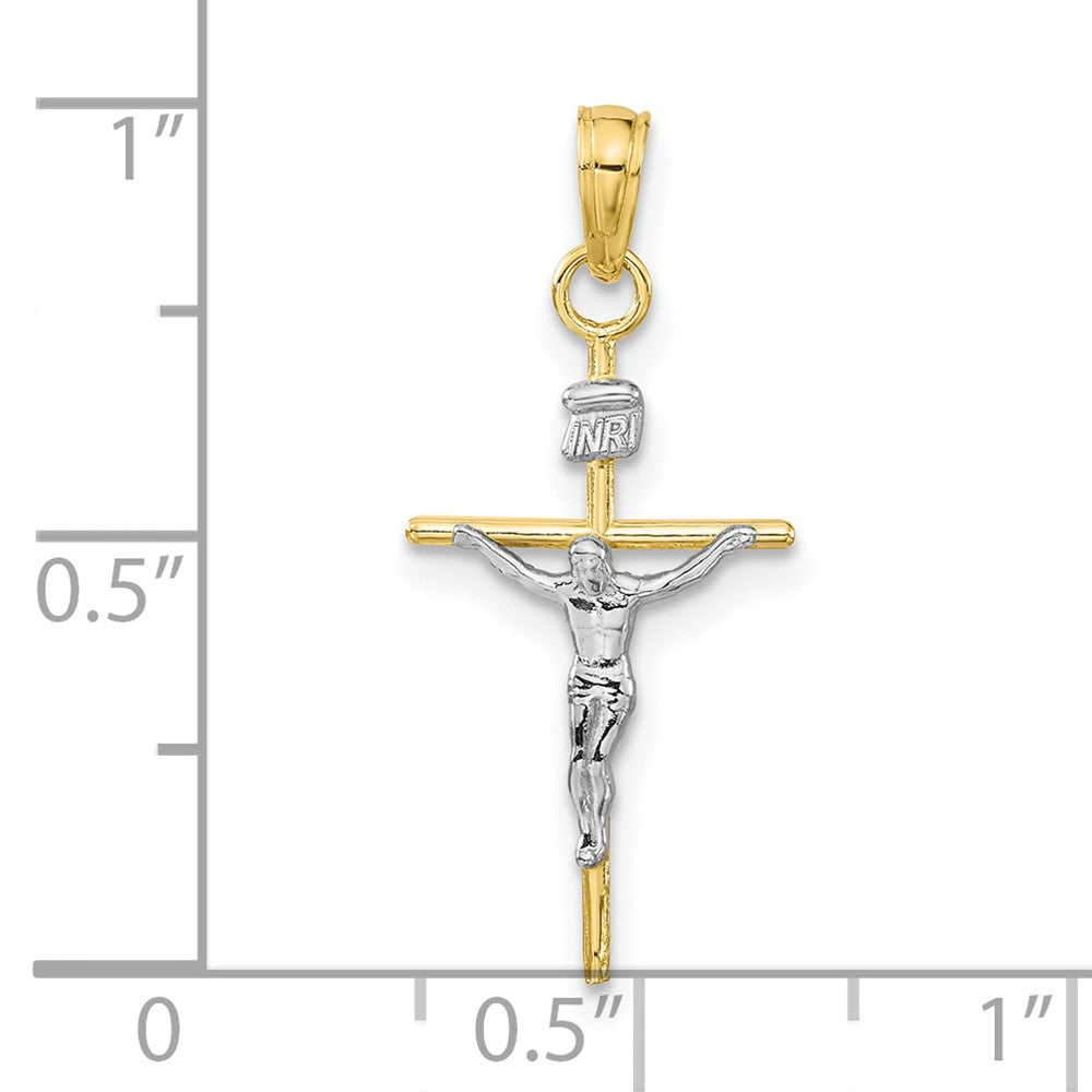 10k Two-tone INRI Crucifix Pendant