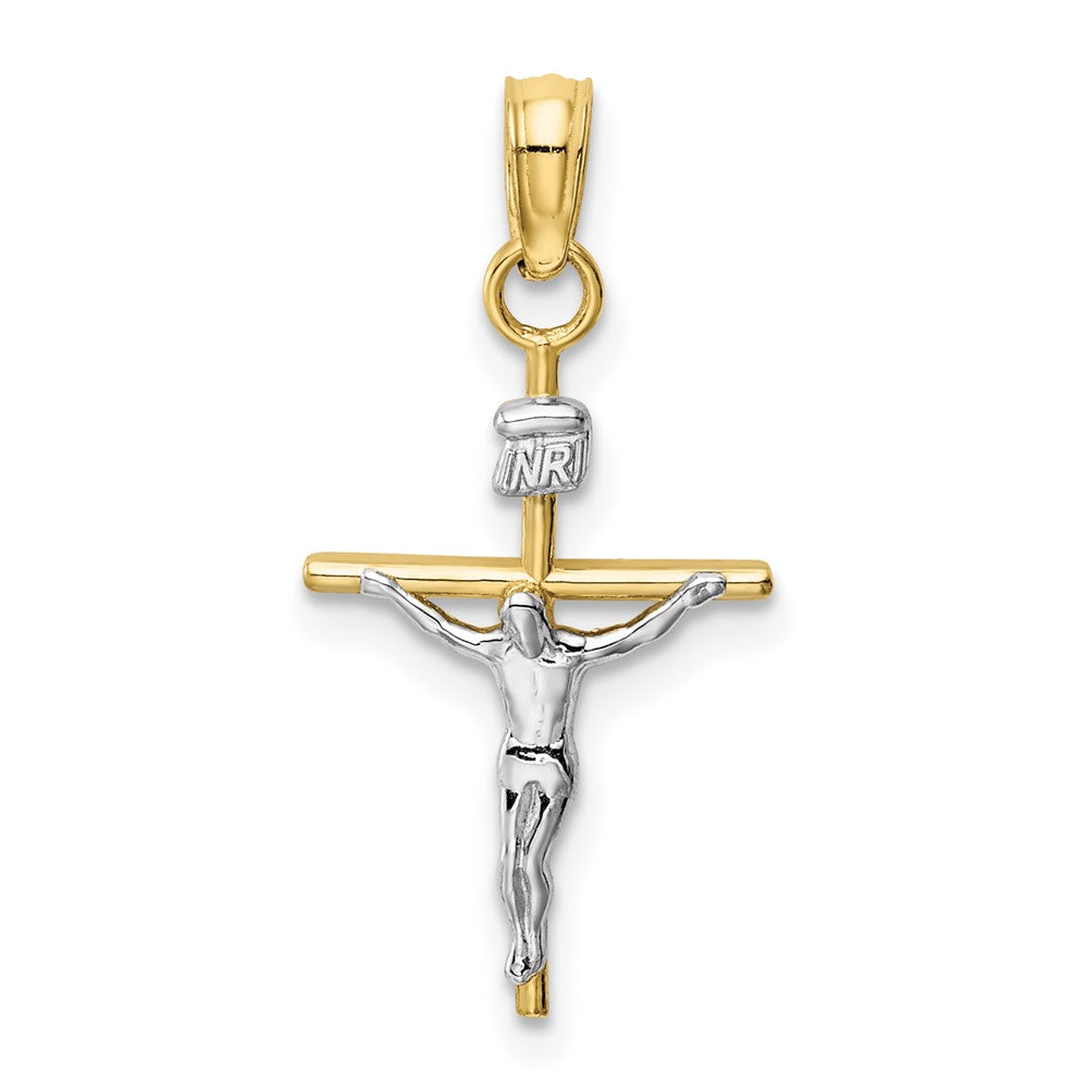 10k Two-tone INRI Crucifix Pendant