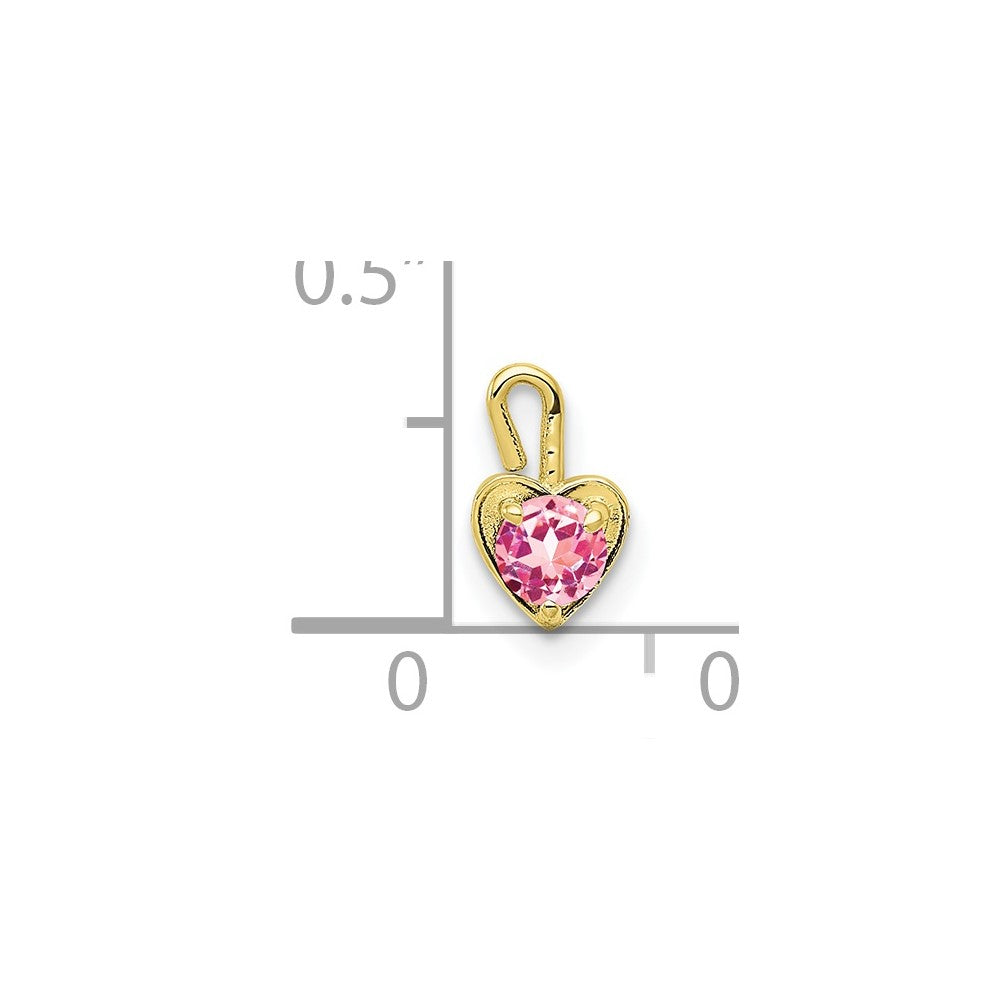 10ky October Synthetic Birthstone Heart Charm