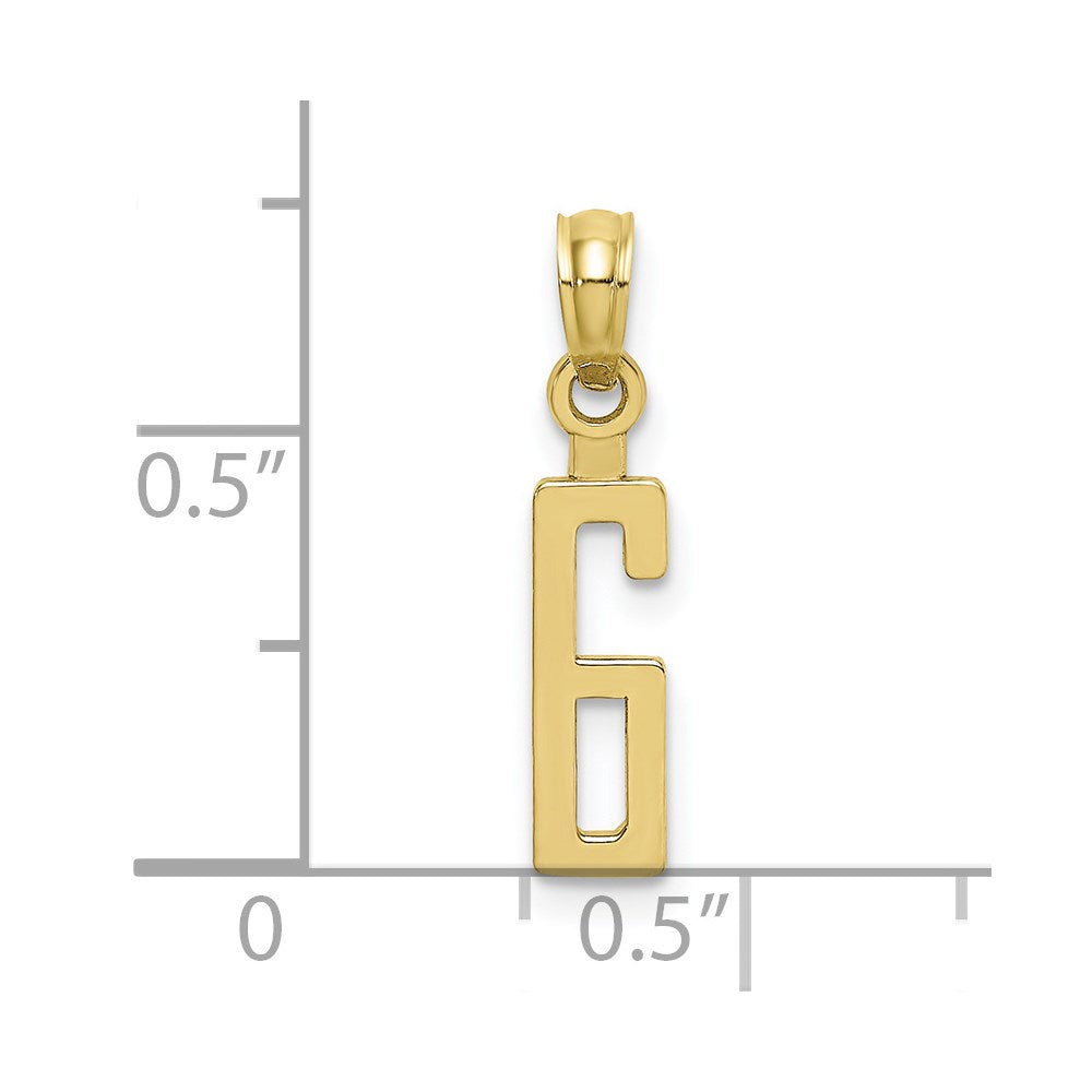 10K Number 6 Block Charm