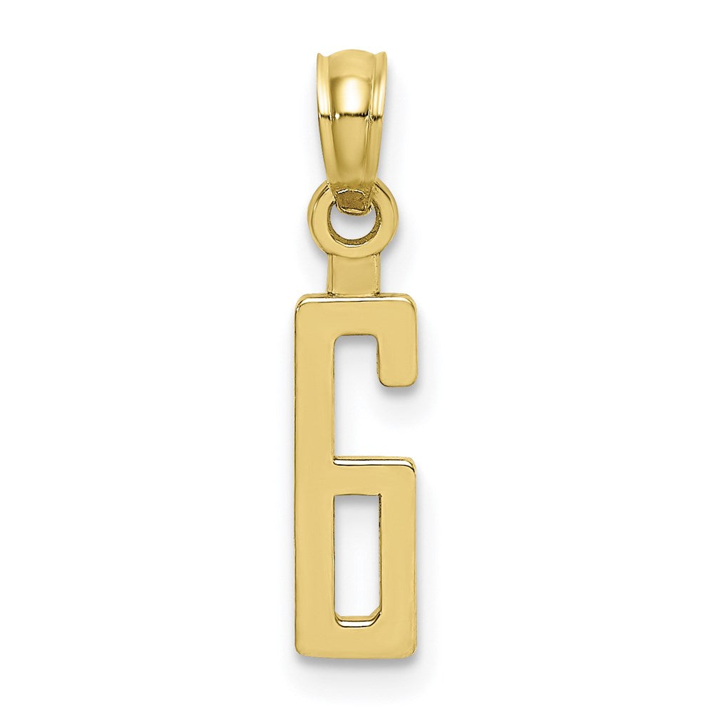10K Number 6 Block Charm