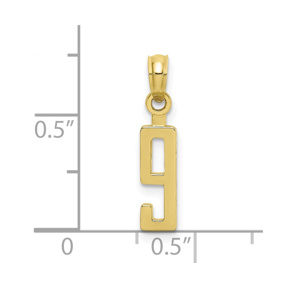 10K Number 9 Block Charm