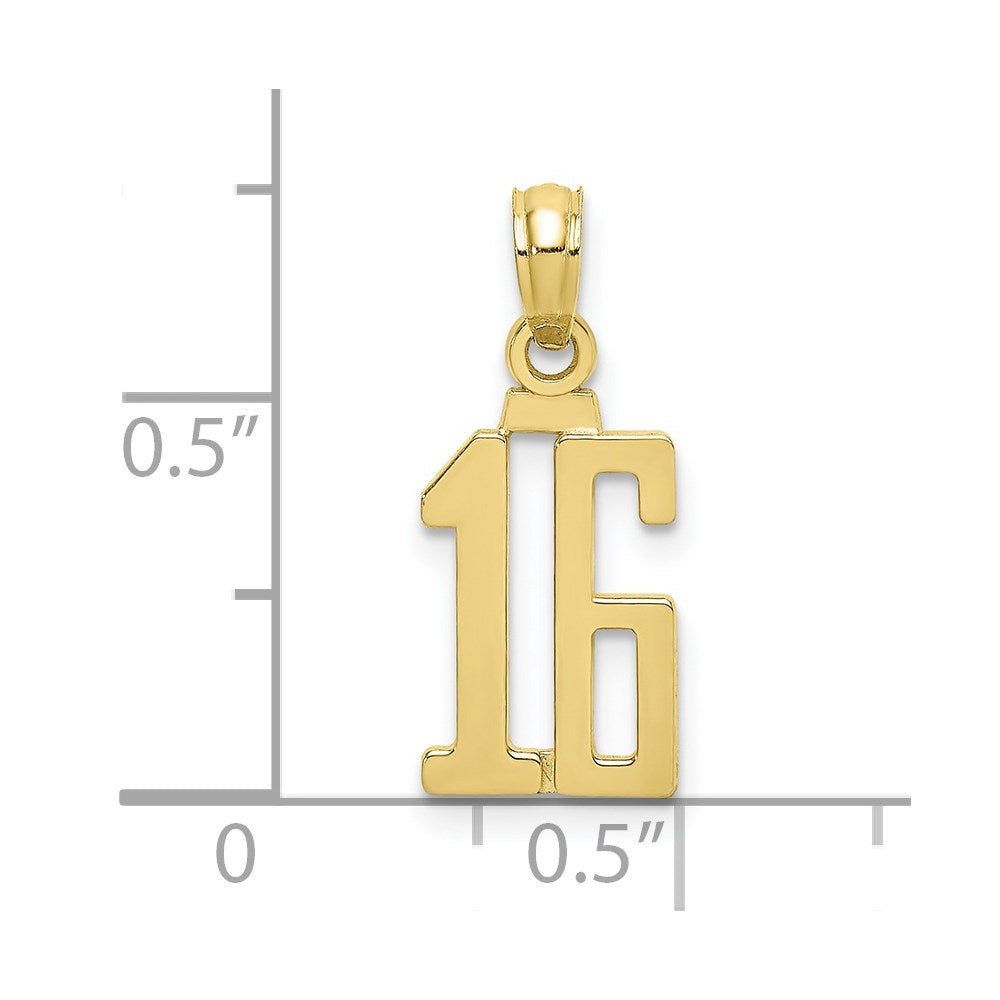 10K Number 16 Pendant