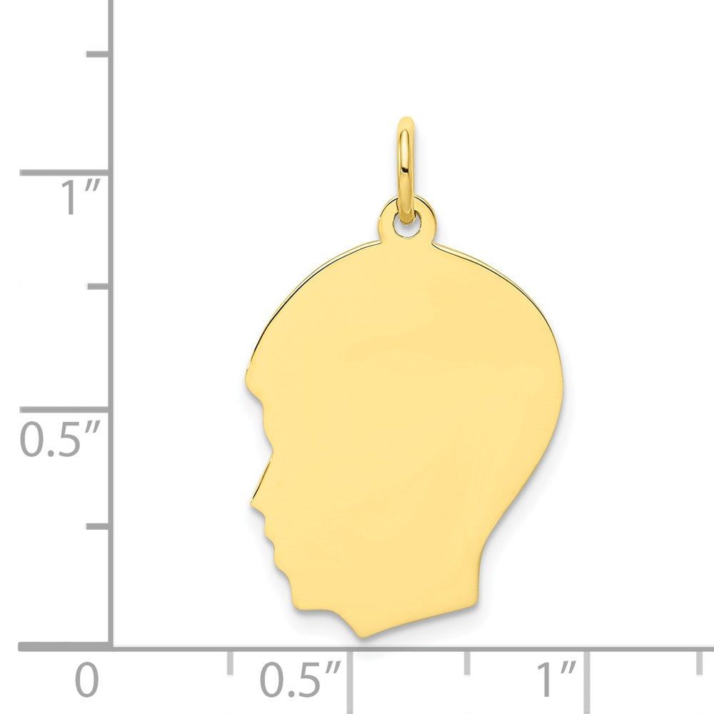 10K Plain Medium .013 Gauge Facing Left Engravable Boy Head Charm