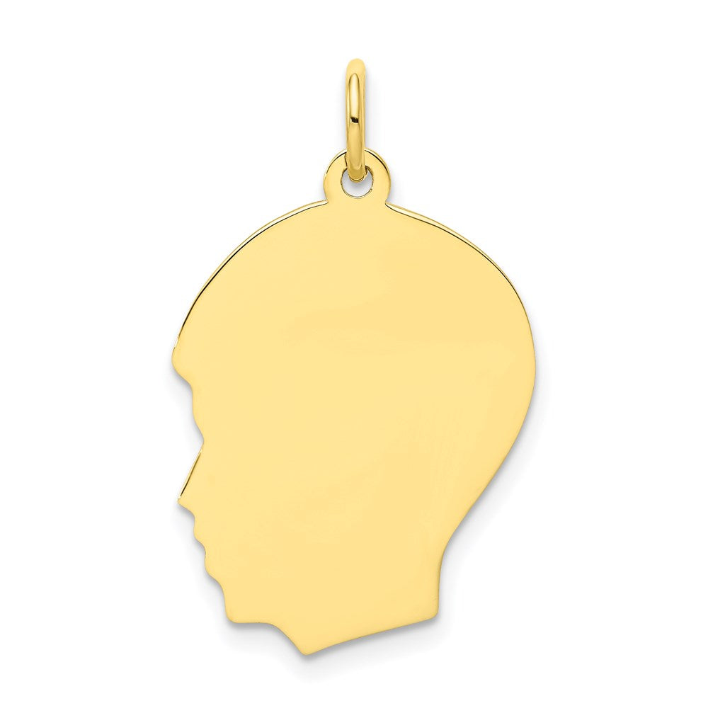 10K Plain Medium .013 Gauge Facing Left Engravable Boy Head Charm
