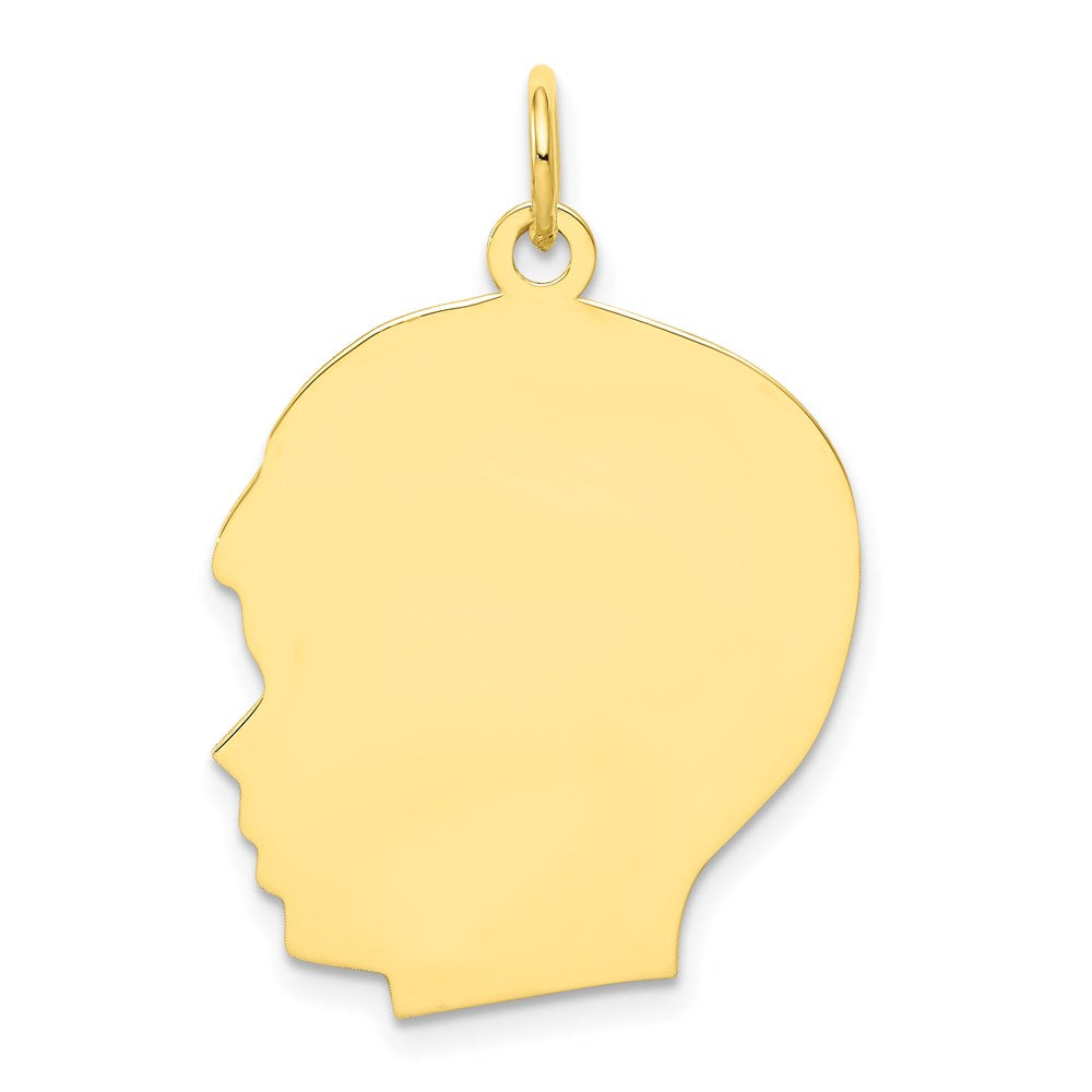 10K Plain Large .018 Gauge Facing Left Engravable Boy Head Charm