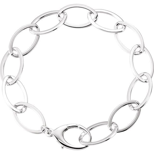 Sterling Silver 11.2 mm Oval Link 8" Bracelet